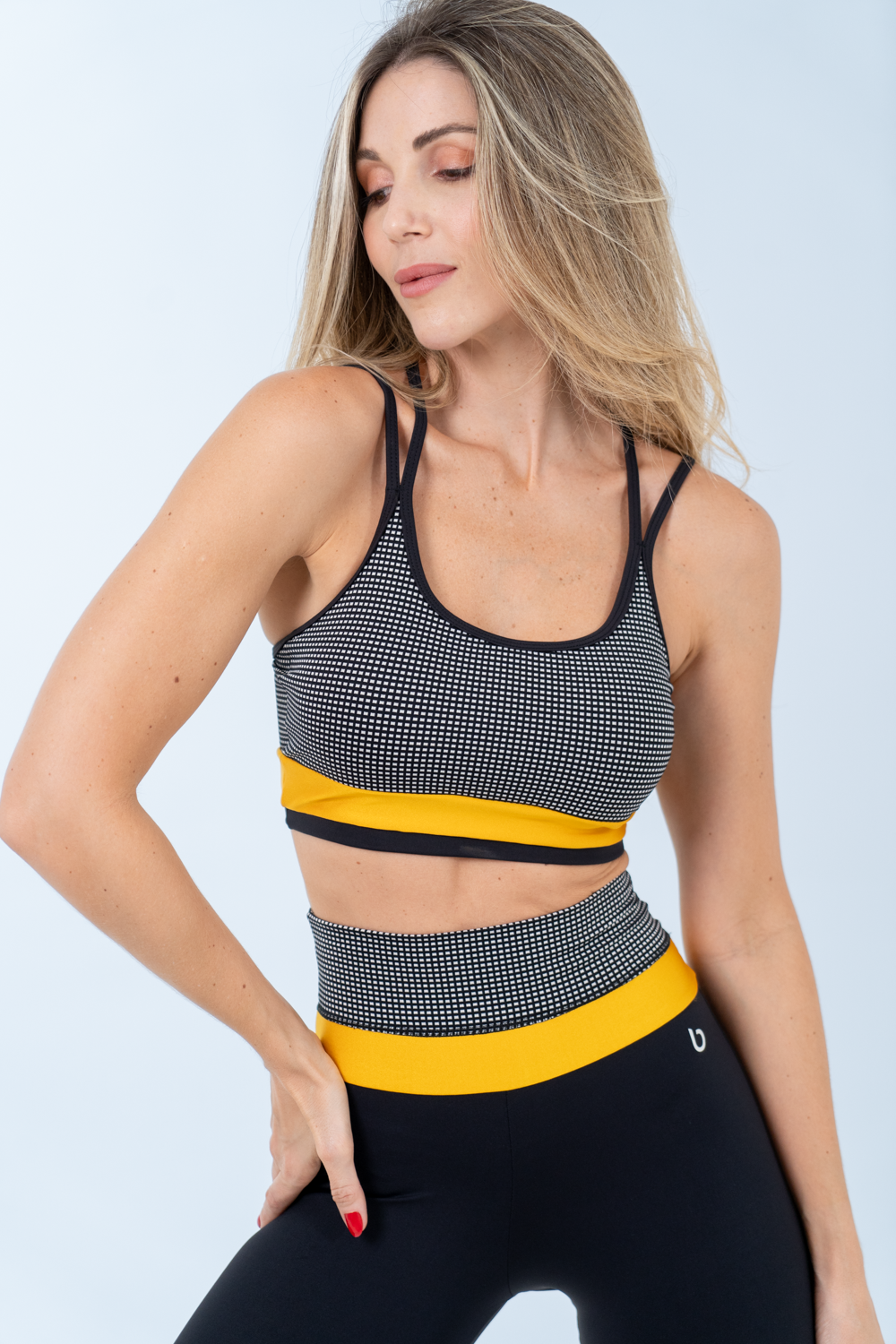 Top Madras Preto/Mostarda