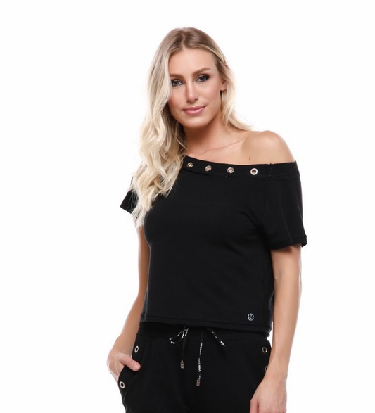 Blusa Manga Curta Preto