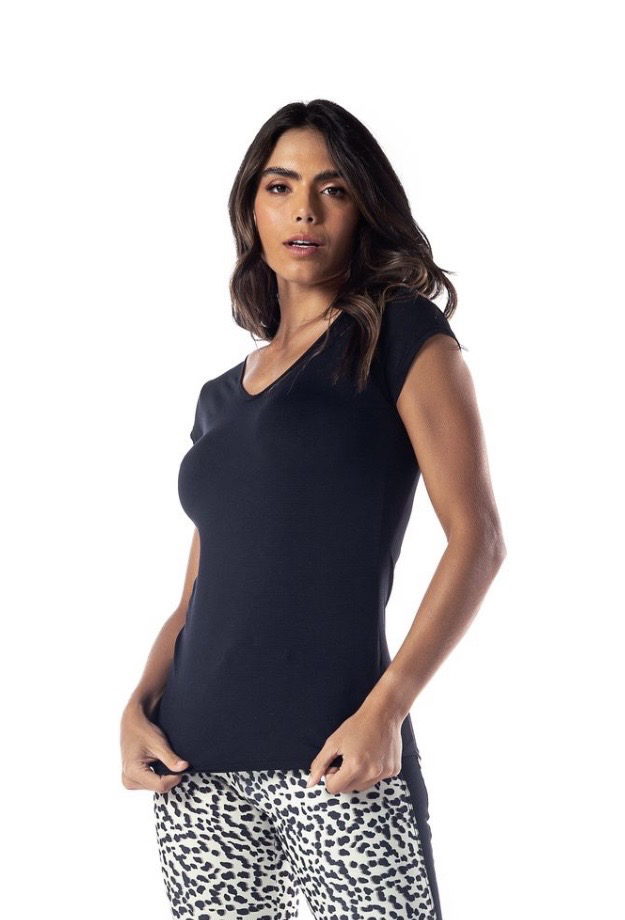 Blusa Dry Fit Manga Curta Lets Preto