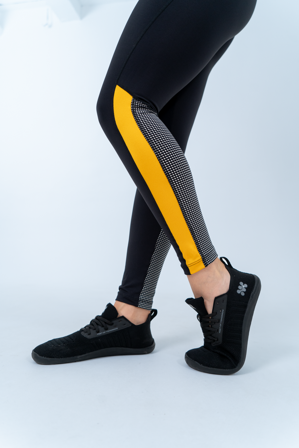 Calça Legging Madras Preto/Mostarda