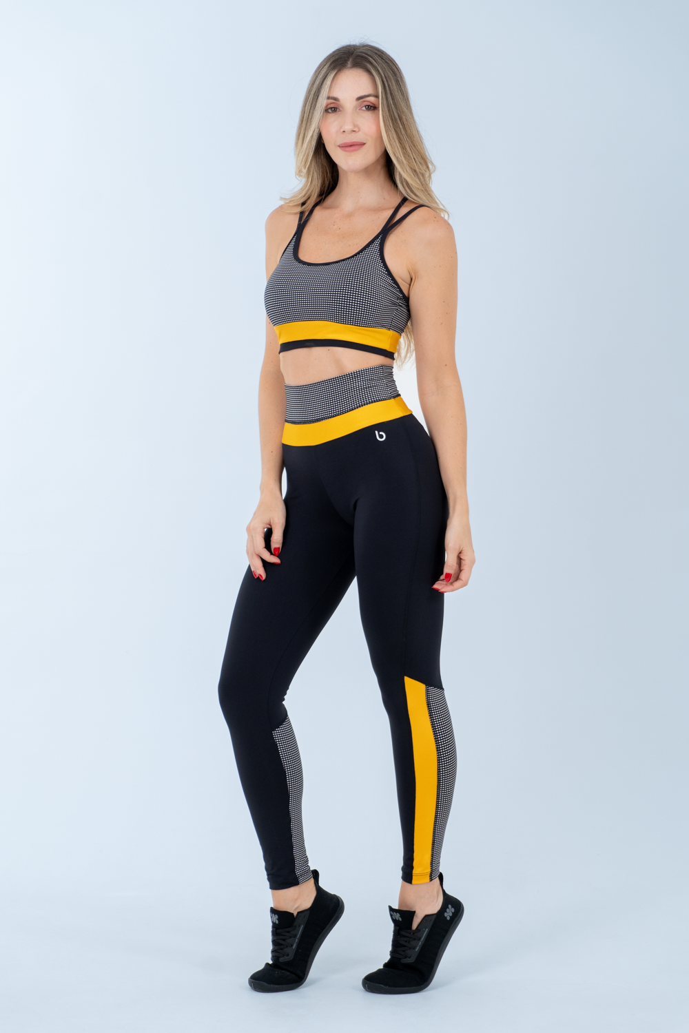 Top Madras Preto/Mostarda