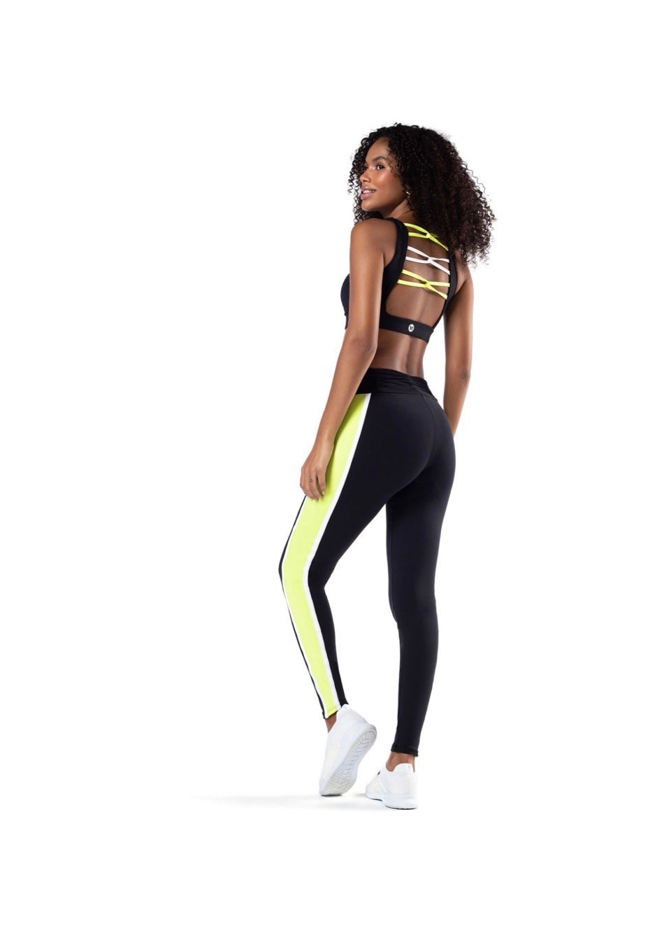 Calça Legging Fergata preto c Amarelo